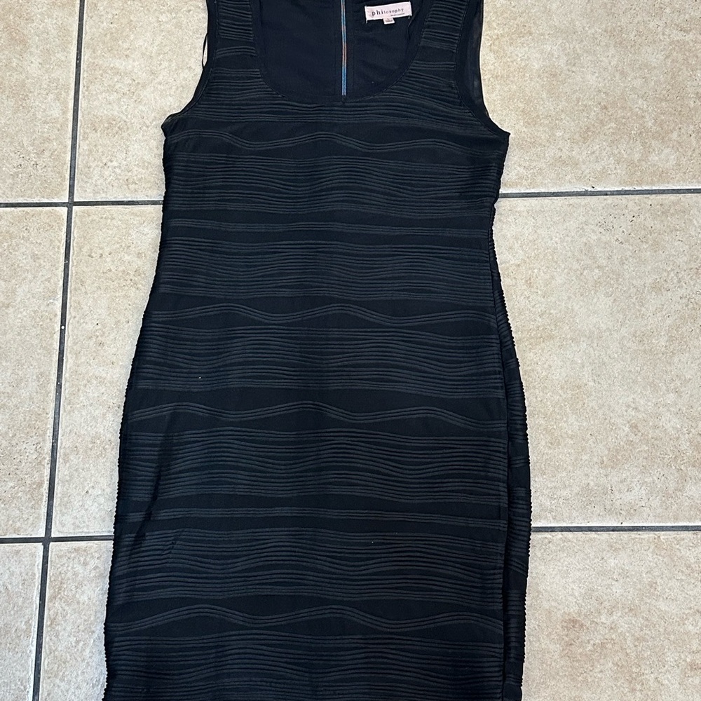 Philosophy Black Textured Sleeveless Midi Dress